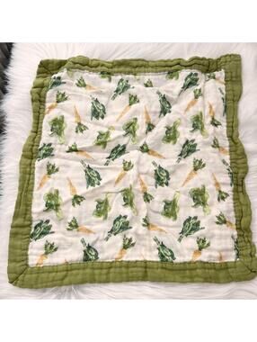Milkbarn - Green carrot muslin baby security blanket